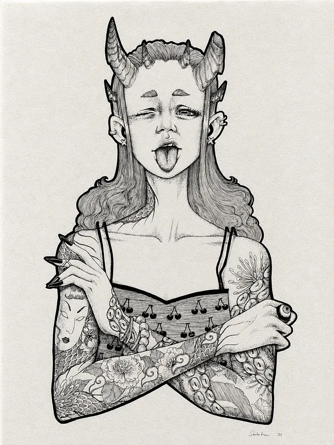 Зображення "Untitled Demon" від Yulia Shchukina-Znak, розмір: 53х74, матеріали: Лайнер, Папір, медіум: Графіка, місто: Львів, ціна: $400